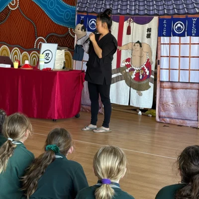 wasabi-kids-japanese-incursion-samurai-puppet-Taro-south-geelong-primary-school